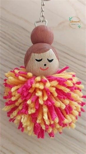 How To Make Colorful Doll Keychain from Yarn and Beads