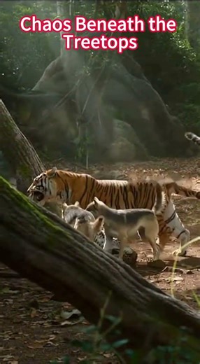 Leopard’s Strike Triggers a Wolf Pack Attack on the Tiger🐆🐅🐺#JungleAmbush #predatorclash #packattack