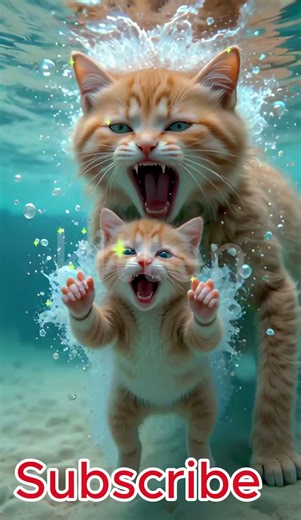 The baby kitten is underwater, scared, trying to swim up. Ocean waves intensify .#USA today video