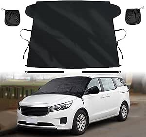 Windshield Cover for Ice and Snow for Kia Carnival/Sedona 2015-2025 2026 Oxford Defense Van Accessories 2 Layers All Weather Windshield Snow Cover Winter Sag-Proof Frost Protector for Minivan