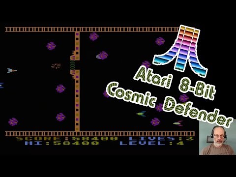 Atari 8-Bit Game Play, Cosmic Defender