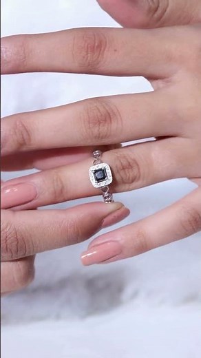 Princess Cut Black Diamond Engagement Ring | Infinity Heart Gold Ring for Her