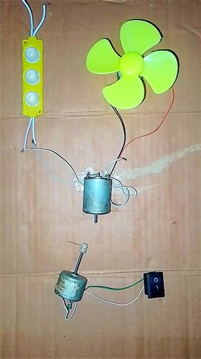 DC Gearbox with Coreless Motor Powering a DC Motor Fan and an LED Light. #dcmotor #tech #shorts