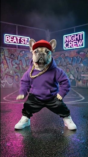 ¿Un bulldog bailando en neón? #viral #bulldogs #viralvideo #dance