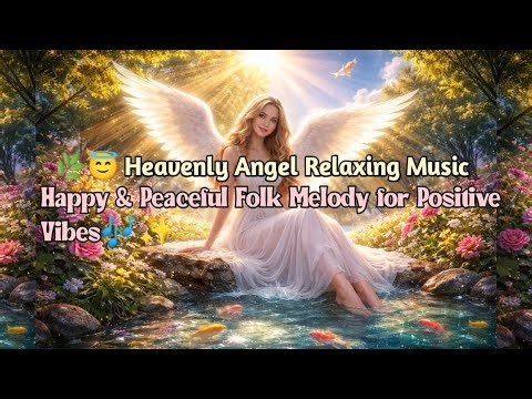 Heavenly Angel Relaxing Music🌞Sun Rays🐠Koi Fish💦Water😌Happy🌺Peaceful Folk Melody for Positive Vibes