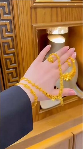 ✨ Elegant Gold Jewelry Set 💎 Stunning Necklace, Ring & Earrings Collection | Luxury Gold Design