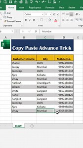 Copy paste data in excel l Advanced Trick #excel #exceltricks #exceltips #viral #explore | IICA Computer Education