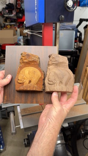 Time to cut off the back piece from the 3D carve on the Onefinity CNC using the Harvey C14 bandsaw. The file was created in Vectric CNC software after scanning the original bear using the Einstar Vega 3D scanner. The Redline controller and spindle did great on this carve. #CNC #bits #bandsaw #carving #machining | Making At Home