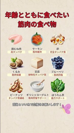 筋肉を守る食べ物9選 #筋肉#筋肉食#サルコペニア#健康食#健康習慣#タンパク質#健康情報#健康知識#健康ショート#体にいい食べ物