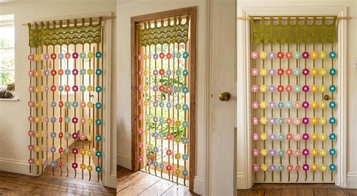 Crochet Flower Curtain Pattern | Boho Floral Window Hanging PDF - Etsy