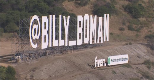 A.I. video company unveils ad mimicking the Hollywood sign along the 101 Freeway