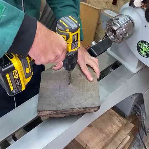 This unusual turning project mixes wood with a material that looks almost prehistoric