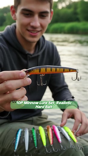 10-Piece Minnow Lure Set, Mixed Colors Realistic Hard Bait, 3D Fish Eye, Strengthened Treble Hooks, Freshwater Saltwater Fishing, Fishing Lures #sharkninjasuperbranddays #waterproofreusablehooks #waterprooflashes #10in1miraclespray #duckcatchingtoy #minicorvette #lipstickset #minitravelset #fivepieceset #photographytools