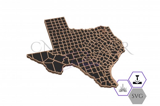 Texas Counties Map SVG - Laser Cut File - Etsy