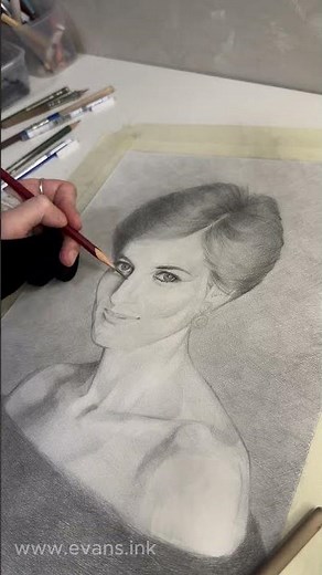 Princess Diana Graphite Portrait Timelapse Drawing Process