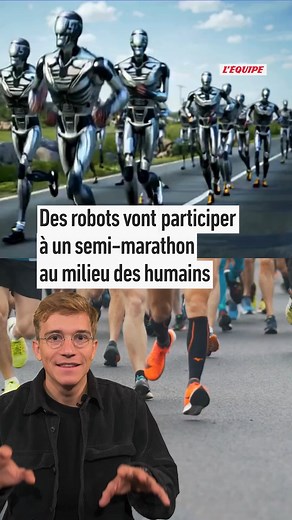 L'Équipe on Instagram: "Ils ne battront cependant pas tout de suite le record du monde, car la vitesse de pointe des modèles les plus avancés est d'entre 12 à 15 km/h. Mais pour la première fois, des robots humanoïdes vont prendre le départ d'un semi-marathon, à Pékin en avril. Une nouvelle illustration des avancées de la Chine dans le secteur de la robotique. #running #courseapied"