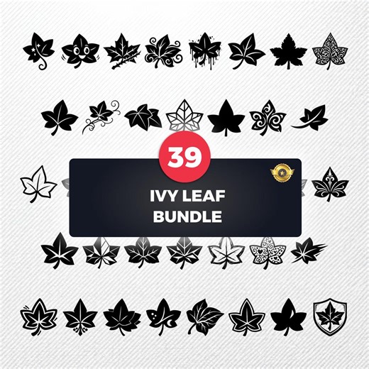 Ivy Leaf SVG Bundle, 39 Multi-style Clipart, PNG EPS Dxf, Cricut Silhouette Cut Files - Etsy