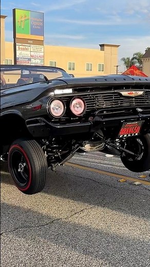 HIGHLY CUSTOMIZED 1961 Chevy Impala Rag Top LOWRIDER HOPPING and hitting switches on the Boulevard!