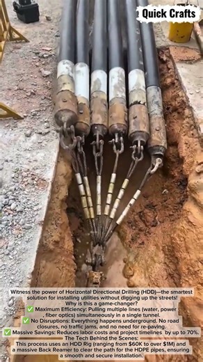 :Mind-Blowing Tech: Pulling 6 Massive Pipes Underground! 🏗️🤯 #shorts