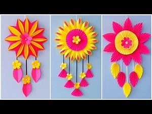 3 Unique Flower Wall Hanging / Quick Paper Craft For Home Decoration / Easy Wall Mate DIY Wall Decor