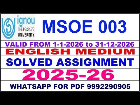 MSOE 003 solved assignment 2025-26 in English || msoe 003 solved assignment 2026 || msoe3 2025-26