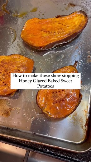 Preheat oven to 400 degrees F. Cut sweet potatoes in half long wise. Drizzle with olive oil, and sprinkle with salt. Rub olive and salt all over. Put sweet potatoes in the oven for 40-45 minutes, or until fork tender. Once fork tender, brush honey and sprinkle cinnamon on top (Local honey is best) All done! They go great with any meal, but particularly my most favorite roast chicken ever! Message me and I'll send you the recipe!
