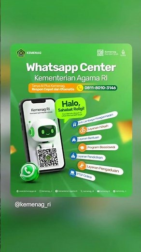 Butuh informasi resmi seputar layanan Kementerian Agama? hubungi WA center berikut ini 😉 #KemenagRI