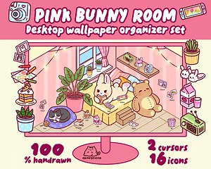 Cool Animated Backgrounds for Desktop: Nature Scenes With Bears, Rabbits, and Water, Beautiful Abstract Art for Pc/mac, Pink Bunny - Etsy