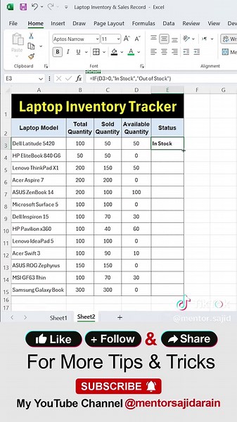 Advanced Laptop Inventory Management in Excel