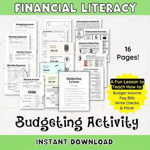 Financial Literacy Game for Kids | Printable Budgeting Activity | Learn About Money Bills and Check Writing | Teaching Financial Literacy - Etsy