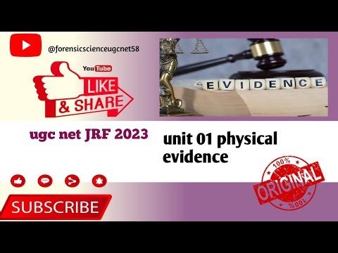 UGC NET 2023|| UNIT 01||CLASS 01 || PHYSICAL EVIDENCE || UGC NET FORENSIC science 2023