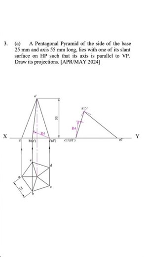 #Pentagonal-Pyramid #Projection of solids #engineeringgraphics #easy #autocad
