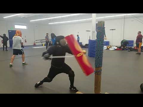 Roman Legionary pell training - Gladius and Scutum