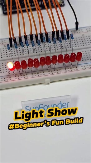 SunFounder Maker Education on Instagram: "DIY LED Light Show Using Just Arduino 💡#Arduino #LEDProjects #ArduinoTutorial #STEMEducation #ElectronicsDIY #MakerCommunity #CodingForKids #TechEducation #BeginnerArduino #LEDAnimations"