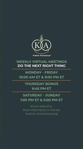 Kratom Anonymous Virtual Meeting Schedule