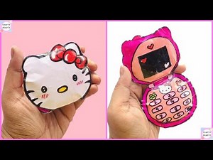 DIY Hello Kitty Paper Folding Phone / Paper Phone Squishy / ASMR Craft
