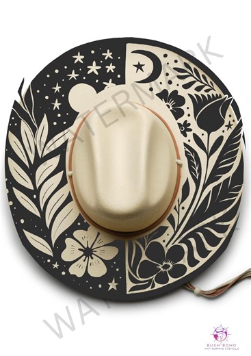 Day and Night Hat Burning Design, Pyrography, Printable Stencils, Digital Template, Laser Friendly Graphic, Png Jpg Pdf Svg Files, Boho, DIY - Etsy UK