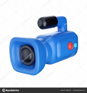 Blue Video Camera Bright Cartoon Style Cute Modern Minimal Vector