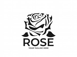 Rose Logo Design Vorlage. Romantisches und Liebessymbol. Blumenemblem