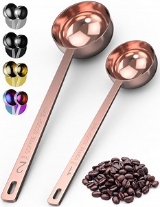 Orblue Premium Coffee Scoop Set - 1 Tbsp (15ml) & 2 Tbsp (30ml) Measuring Tablespoon - Stainless Steel Coffee Measuring Spoon and Scooper with Long Handles - Pack of 2 - Rose Gold - Walmart.com