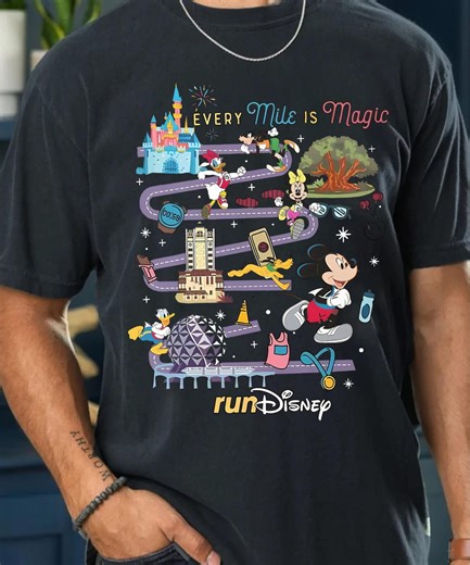 Run Disney Every Mile is Magic Shirt Disney Marathon Mickey and Friends Running Race Day T-shirt Magic Kingdom Epcot Castle Running Tee 2025 - Etsy