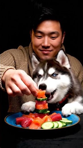 HUSKY PUPPY EATING RAW FOODS | Eating Sound #dogs #puppy #mukbang #shorts
