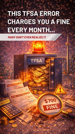 This TFSA error charges you a fine every month and many don't even realize it 🇨🇦🚨 In Canada, the TFSA (Tax-Free Savings Account) is amazing… but it has a hidden catch 🇨🇦⚠️ If you contribute more than your contribution room, you can fall into TFSA overcontribution. 📌 Under the rules administered by the CRA (Canada Revenue Agency), overcontributing can result in a penalty of 1% per month on the excess amount, until you correct it. Therefore, before contributing, check your available room and