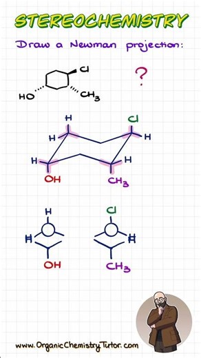 Chair to Newman Projection Conversion #organicchemistry #tutorial