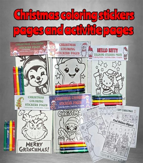 Christmas Coloring Sticker Pages and Activity Pack | Party Favors | Kids Activity Pages | Color Pages | Kid Stickers | Stocking Stuffer - Etsy