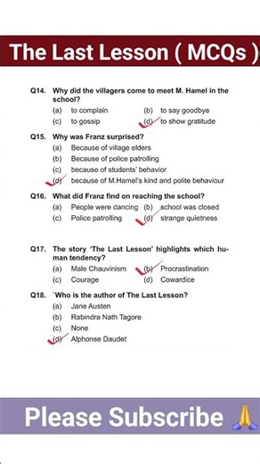 The Last Lesson | Flamingo English Class 12 | MCQs |#shorts #English #NCERT