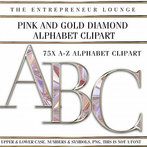 Gold Alphabet | Gold Text | Pink and Gold Clipart| Gold Alphabet | Chrome Alphabet | Gold Letters | Chrome Letters - Etsy