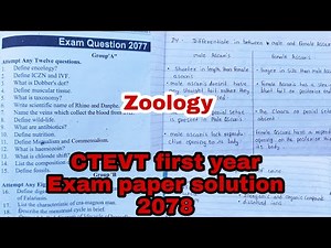 Ctevt first year Exam solution 2078 ll Zoology paper 2077 ll imp question ll CTEVT 1 st year ll