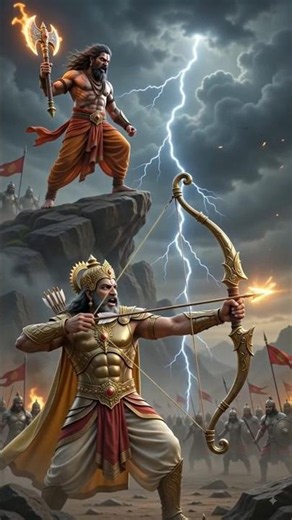 Scene: Battlefield of Guru and Disciple (Kurukshetra) (Bhishma on a chariot in the middle of gree...