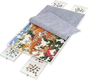 1500 Pieces Puzzle Board with Drawers and Cover,35"x27"Portable Jigsaw Puzzle Table for Adults Puzzle Tables with Drawers